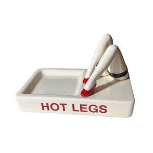Vintage Hot Legs Enamel Ashtray Risque Kitschy Retro MCM 7 x 4 x 1"  READ